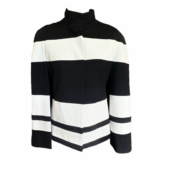 CHICOS / STRIPED BLACK + WHITE CAPE / SZ S / EUC - Picture 3 of 6